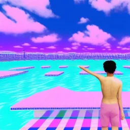 Vaporwave pool person