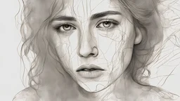 A portrait of a woman, her face etched with sorrow and longing. The lines on her face tell a story of heartache and loss, while her eyes seem to hold a glimmer of hope.