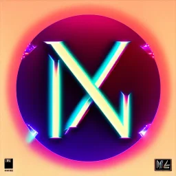 letter M, synthwave