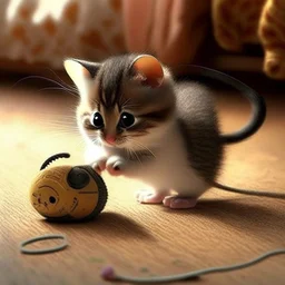 cute cat playing with mouse