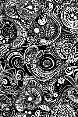 create pattern in black and white which is connected with relax, good mood, health