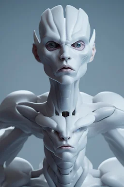 White humanoid creature, sharp, extremely high detail, 4k uhd