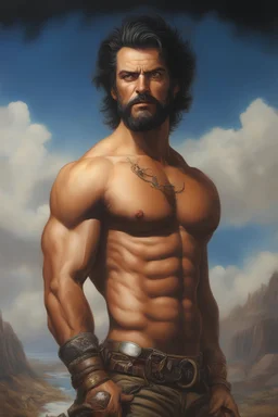 an extremely graphic depiction of bill, oil painting by Boris Vallejo