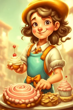 a cartoon character thirty years old confectioner , an ultrafine detailed painting by senior character artist, featured on polycount, sots art, artstation hd, 2d game art, behance hd