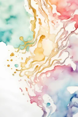 vibrant multi colors water color with golden outlines on white background