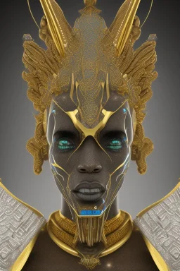 black male African Egyptian alien, cracks in the voodoo head, wicked, diamond eyes, crown, blood, 8k, finely detailed, photo realistic, leopard robe turquoise skull head gold dragon space alien rain skeleton gold teeth silver crown silver space suit spaceships