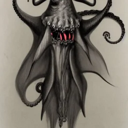 Vampire Bat with tentacles beard and grey skin four arms and claws as a Russian Orthodox