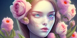 girl buried in flowers, dead, beautiful