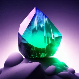 photograph of a (one massive colorful crystal:1.2) growing out of the rocky mountain, (focus on crystal:1.2), 4k, 8k, (highly detailed), ((landscape)),(translucent crystal:1.1), light going trough the crystal, bokeh, chromatic aberration, mountain view,