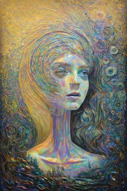 The awake integrate their shadow; Surrealism inspired by Hundertwasser and Kandinsky; Golden Hour; Iridescent; Controversial; Supremely Detailed; Fabulous; pale pastel palette