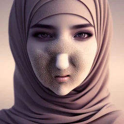 close up portrait of woman in hijab made of blowing dust, morphing into duststorm, dissolving into blowing dust, artwork manipulation, ray tracing, sharp focus, fine detail, highly intricate, wearing bridal veil, modern surrealism painting, defined cracks and breaks, high-quality, volumetric lighting, 8k, ultrahd, George Grie, Marco Escobedo, Igor Morski,Brian Froud, Howard Lyon, Selina French,