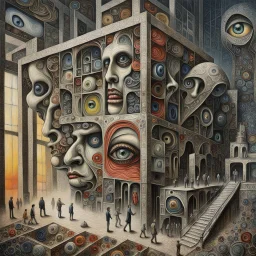 Illuminati is the machine. Faces. Scared man. Group of eyes. Brutalist framework building. People from the deep. H r. Giger machines. Modifiers: Award winning photography oil on canvas dynamic lighting imperial colors quilling Marc Chagall Boris Vallejo Beksiński Stained Glass Horror themed By Dan Witz Stephen Gammell Rosina Wachtmeister Alfred Henry Maurer Inspired by Hope Gangloff oil on canvas