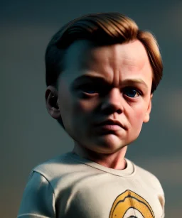 Leonardo di caprio toddler, full body, gun, car, dramatic lighting, hyper realistic