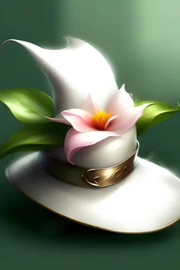 Envision a small, chubby character with a simple and stylized appearance, reminiscent of a whimsical cartoon character. The focus of the image is on the character's head, adorned with a charming hat. This hat is not an ordinary one but rather a unique and artistic creation from which an elegant Calla Lily gracefully emerges. The flower seamlessly integrates with the hat, giving the impression that it is blooming and flourishing as part of the headwear. The character and hat combination, being sm