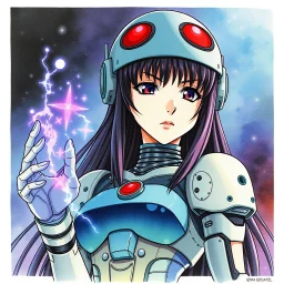 retro anime style, serious 1990s OVA anime style,Best quality, masterpiece, ultra high definition,Highly detailed 1 girl, retro anime style, full color, dark serious 1980s, robot, moebius artist, magic, watercolor, cybernetic arms, ghost in the shell