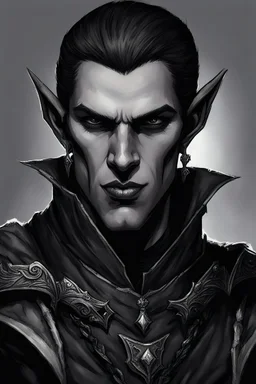 DnD fantasy portrait male half elf vampire spawn