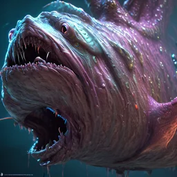 fluid ink angler fish creature, unreal engine 5, 8k resolution, photorealistic, ultra detailed