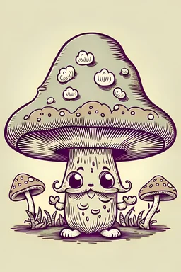 little mushrooms eyes two legs hat moustache
