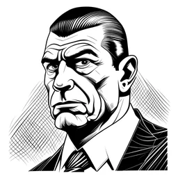 black and white coloring book, only thick outlines, no grayscale, no shading, flat, minimalistic, kid friendly. Vince McMahon