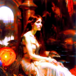 ((Masterpiece:1.2)(award-winning:1.1) caliber, professionally executed,utmost (precision and ultra-detail:1.3)techni-color , In the style of (ellen von unwerth:1.2, (Zdzisław Beksiński:0.5, John William Waterhouse,John Singer Sargent) in a desaturated, realistic, pop art style), glamor shot, 24-year-old Arab woman. Her long, curly black hair cascades down her shoulders, framing her face and her large, blank eyes. Her petite body,barbie aesthetic, portrait taken at Glamour Shots, 1988 captivating