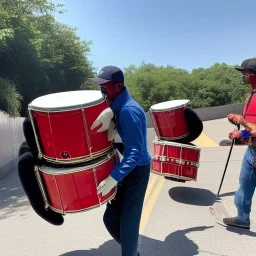 painting 1500 bass drum lugging bug-eyed monkeys all arriving at the station