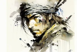 Portrait of a Sparrow watercolour Yoji Shinkawa in style high_quality_art. Ru dalle