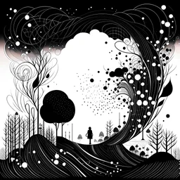 Abstract, dreamy, dreamlike, with a strong black and white contrast illustration for the ideia "Dê o passo que Deus dá o chão".