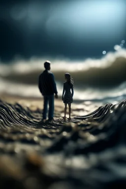 waves and digits, shot on Hasselblad h6d-400c, zeiss prime lens, bokeh like f/0.8, tilt-shift lens 8k, high detail, smooth render, down-light, unreal engine, prize winning, a man standing with his girl