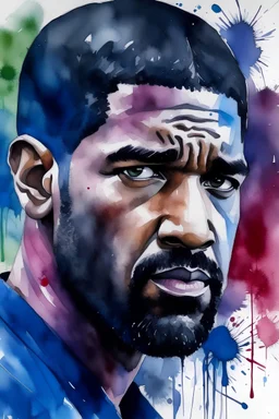 Denzel Washington. water color. splash