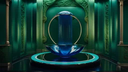 High-end, Die Partei sculpture Clifford torus, green blue glass 4th dimensional liquid space, awesome cinematic-quality photography, symmetrical Four-dimensional space (4D) Art Nouveau-visuals, Vintage style with Octane Render 3D technology, hyperrealism photography, (UHD) with high-quality cinematic character render, Insanely detailed close-ups capturing beautiful complexity, hyperdetailed, intricate, 8k