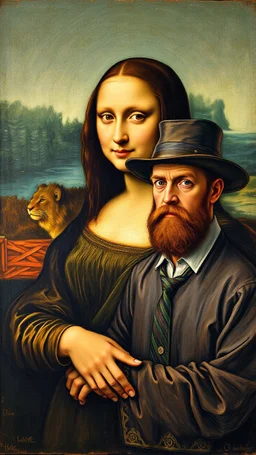 Mona Lisa and Vincent van Gogh in a painting
