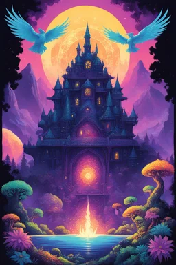 [psychedelic pixel illustration by Jannell Jaquays with Solstice colour palette] AD&D rulebook cover Fiend folio