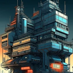 cyberpunk retro futuristic construction for comics