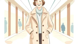 Happy mature woman in an elegant clothes coat on sale in the mall. ai design