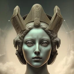 a greek marmor statue of athena, steam punk, scary, horror, realistic, made in octane, cinematic, movie, CGI, ultra-realistic, extremely detailed octane rendering, 8K, VRAY Super Real ar 2:3, dof photorealistic futuristic 50mm lens hard lighting dark gray tintype photograph, realistic lighting, sephia colors