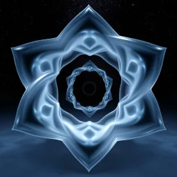 Mesmerizing abstract visual, 3d recursive Symmetrical structure of flowing translucent shapes, centered, soft aesthetic, negetive space.galaxsy background