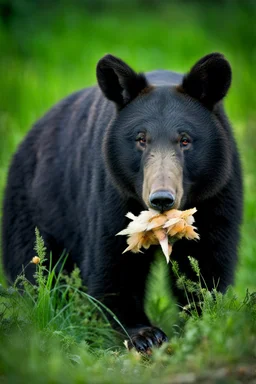 Bear and boar and rabbit hybrid animal, black, photograph