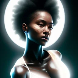 portrait of leonidas as a black yoga woman with luminescent tattoo,4k, Highly Detailed, perfect eyes, Digital Illustration, Cinematic Lighting, Realistic, Sharp Focus, Centered, Beautifully Lit, Bioluminescent by Stanley Artgerm Lau