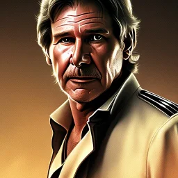 portrait of harrison ford as captain han solo, brown eyes, realistic, rough facial skin, cinematic lighting, photorealistic, volumetric light and shadow, hyper HD, octane render, unreal engine, insanely detailed and intricate, hyper-realistic, space background, colored pencils on white papet