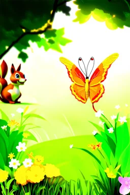 It was a sunny morning in the garden. Lily the butterfly flapped her wings with excitement. "Let's go on an adventure!" she said to her friends, Max the bunny and Sam the squirrel.