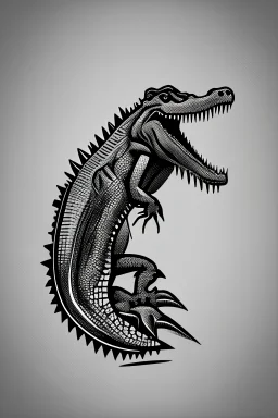 "Generate a vector art logo featuring a bold and fierce crocodile. Focus on the crocodile's distinct features and powerful presence. Utilize clean lines and striking colors to craft a logo that exudes strength and determination."
