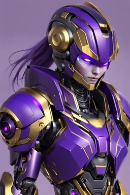 Human Like Cyborg, Royal purple and Gold, Combat Robot, Dangerous, Strong, Magic