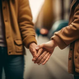 generate full image man and woman holding hands in a romantic way