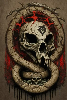 The symbol for Eroa, the god of Rot and Decay, is a snake, circling a rotting skull