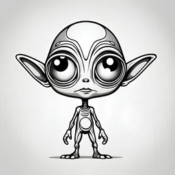 create a cute coloring book page of a one eyed alien, high contrast, black and white, bold outline, simple background , easy to color