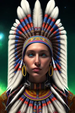 portrait full human body, Americans Indian, meditation, universe, realistic, 8k, high quality, extreme detail, symmetrical, four dimension