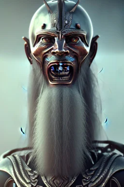 A photo realistic portrait of a stunning viking humanoid Alien, who is incredibly angry, 8k, 3d with depth of field hyper realistic