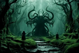 [The Demon Project 048: from Pan's Labyrinth (2006)] a scene where sinister demons roam a dark, otherworldly landscape, their twisted forms blending seamlessly with the eerie environment. The demons, born from the depths of imagination and brought to life through digital artistry, exude a malevolent energy that sends shivers down your spine. The intricate details and haunting atmosphere evoke a sense of dread and fascination, drawing you into a realm where the boundary between reality and nightm