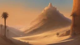 Dune like world, with a Omani dark tower cut into rock, Marc Simonetti