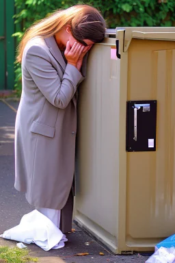 Marjorie Taylor Greene crying behind a dumpster